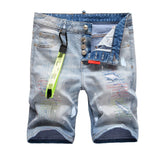 DSQ2 Short Jeans Ripped Patch Slim-fit Stretch Denim Shorts